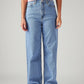 Women's Light Blue Loose Fit High Rise Jeans - Front View