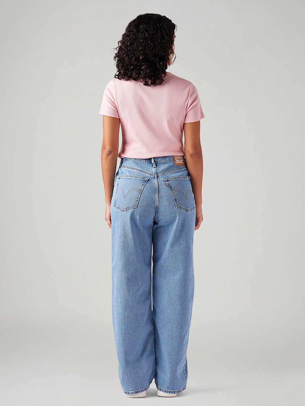 Women's Light Blue Loose Fit High Rise Jeans - Back View