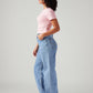 Women's Light Blue Loose Fit High Rise Jeans - Side View