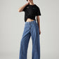 Women's Blue XL Straight Loose Fit Mid Rise Jeans - Styleshot View