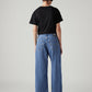 Women's Blue XL Straight Loose Fit Mid Rise Jeans - Back View