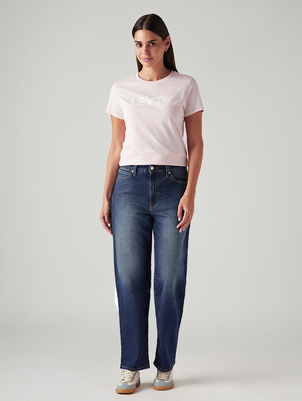 Women's Dark Indigo XL Straight Loose Fit Mid Rise Jeans