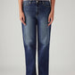 Women's Dark Indigo XL Straight Loose Fit Mid Rise Jeans - Front View