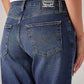 Women's Dark Indigo XL Straight Loose Fit Mid Rise Jeans - Detail View