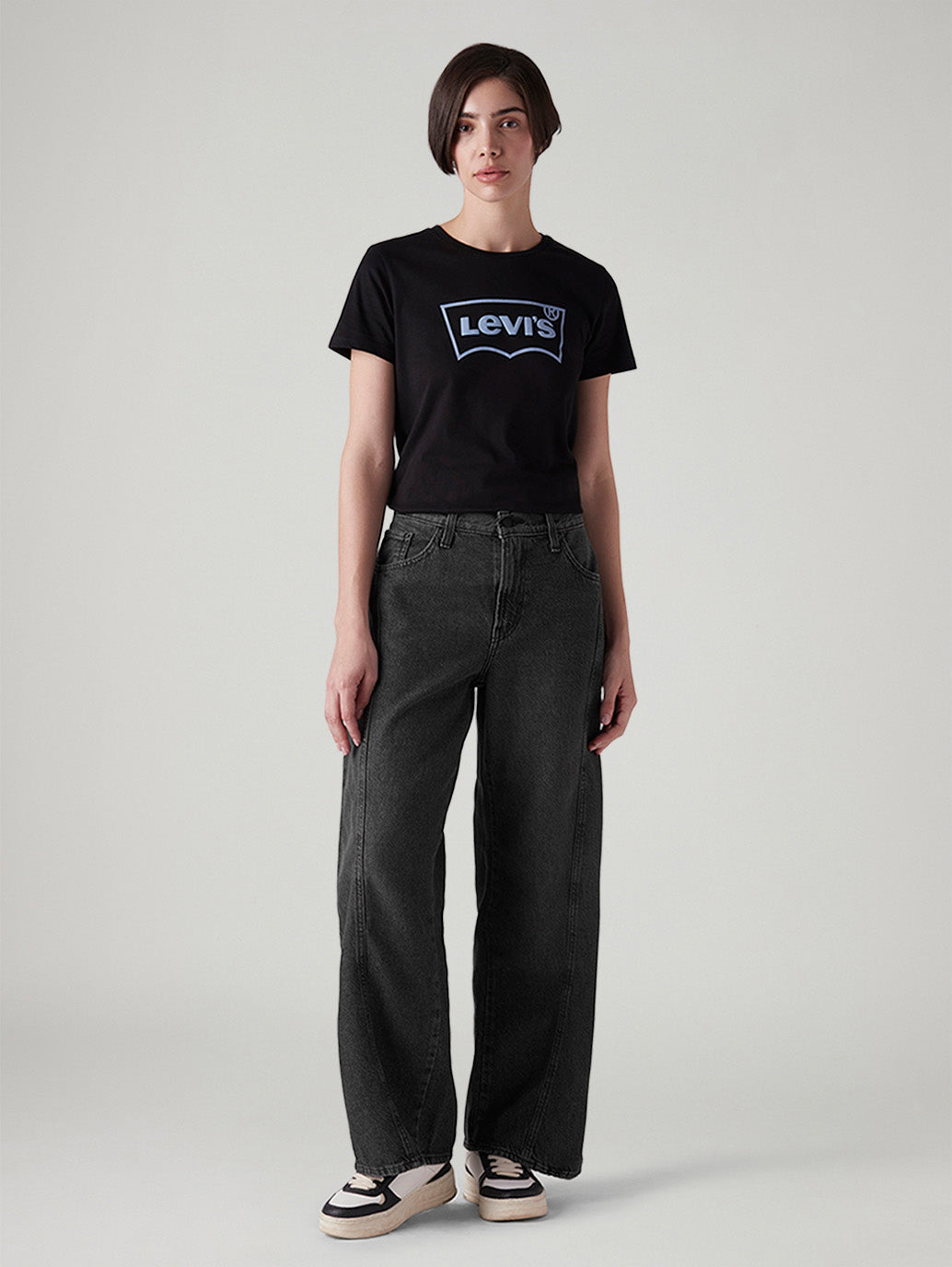 Women's Charcoal Grey XL Straight Loose Fit Mid Rise Jeans