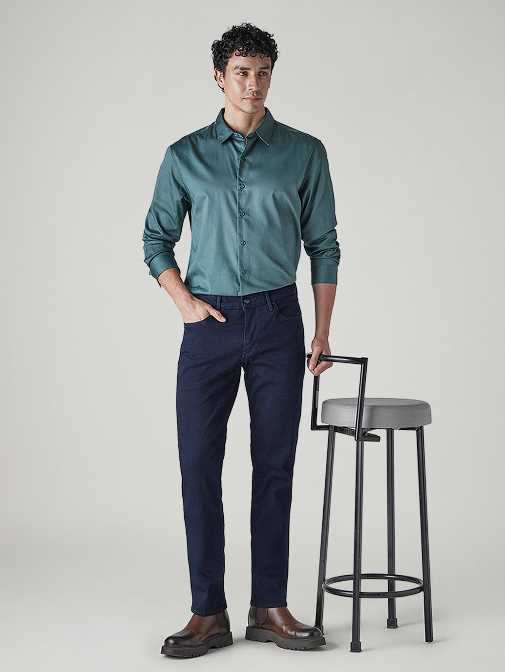 Men's Redloop 511 Blue Slim Fit Mid Rise Jeans - Styleshot View