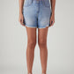 Women's Light Blue Ribcage Fit High Rise Shorts - Front View