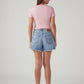 Women's Light Blue Ribcage Fit High Rise Shorts - Back View