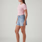 Women's Light Blue Ribcage Fit High Rise Shorts - Side View