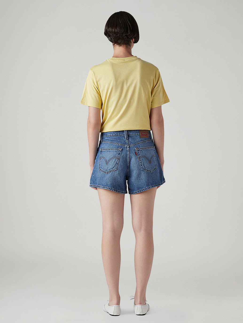 Women's Dark Indigo Ribcage Fit High Rise Shorts - Back View