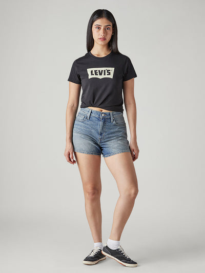 levi's Women's Blue Ribcage Fit Mid Rise Shorts-picture-43