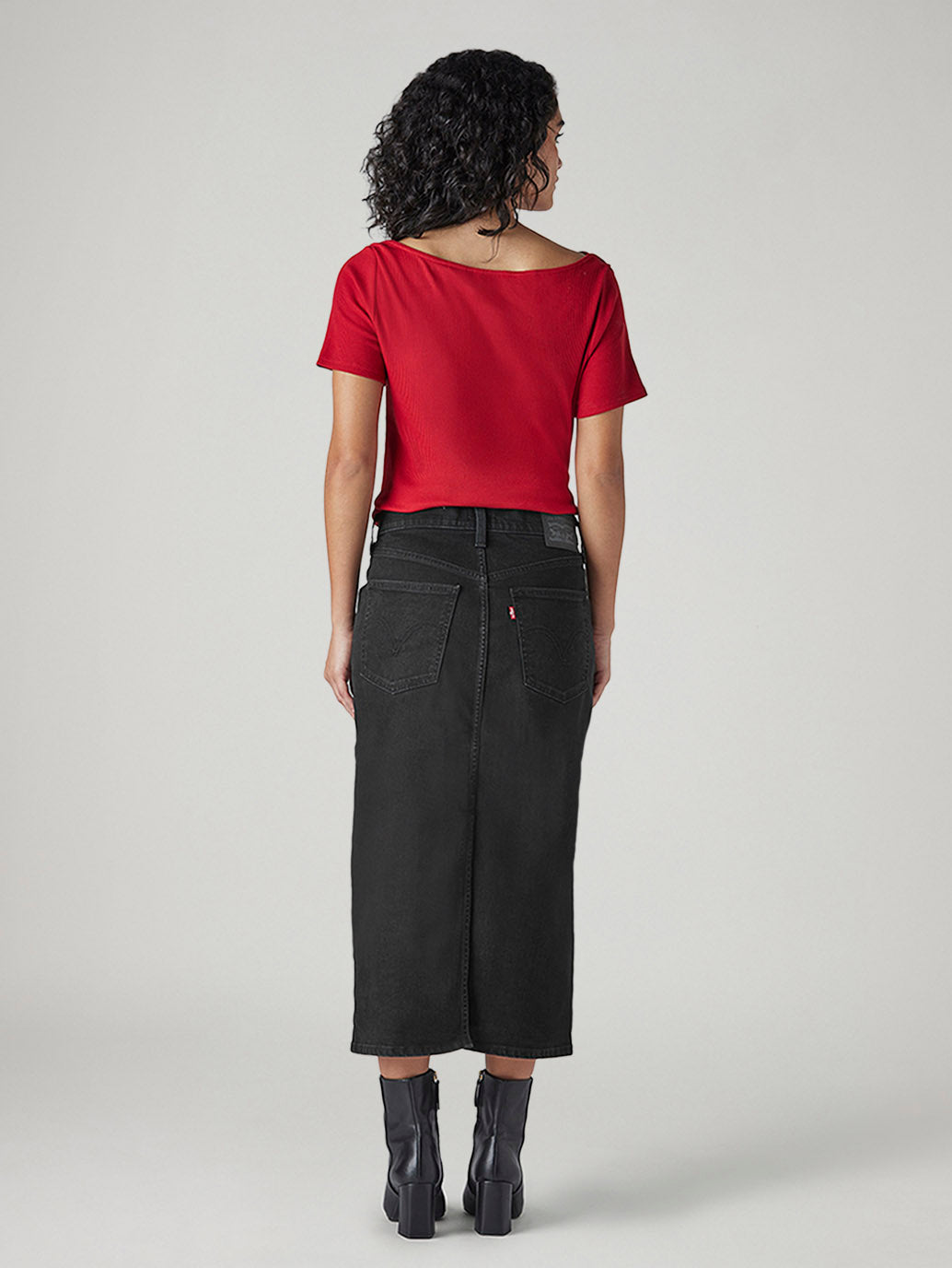 Women's Black Regular Fit High Rise Denim Skirt - 20 View