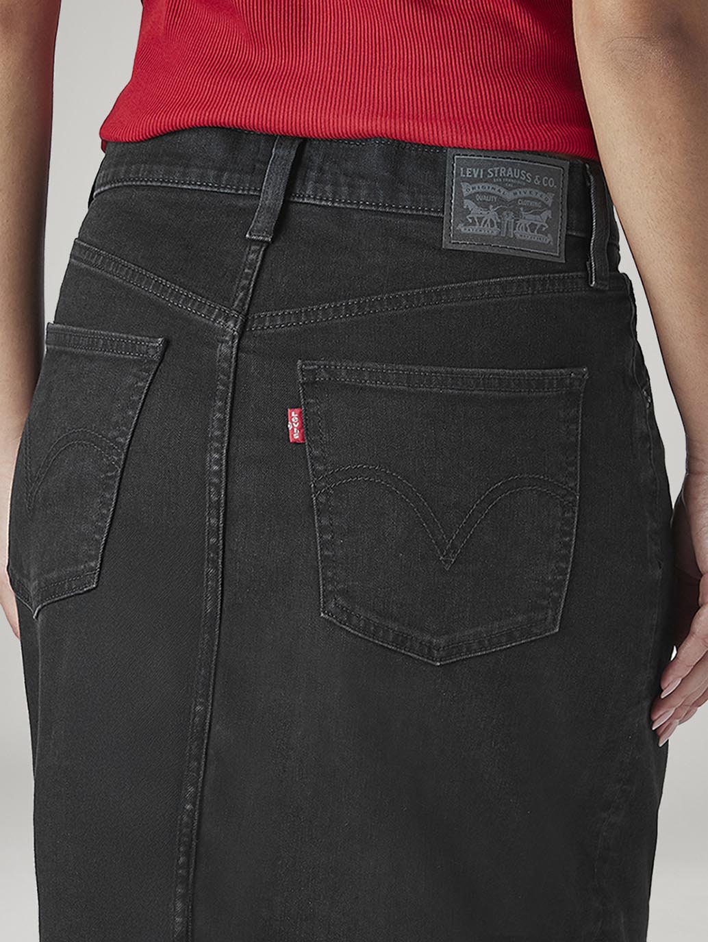 Women's Black Regular Fit High Rise Denim Skirt - 20 View