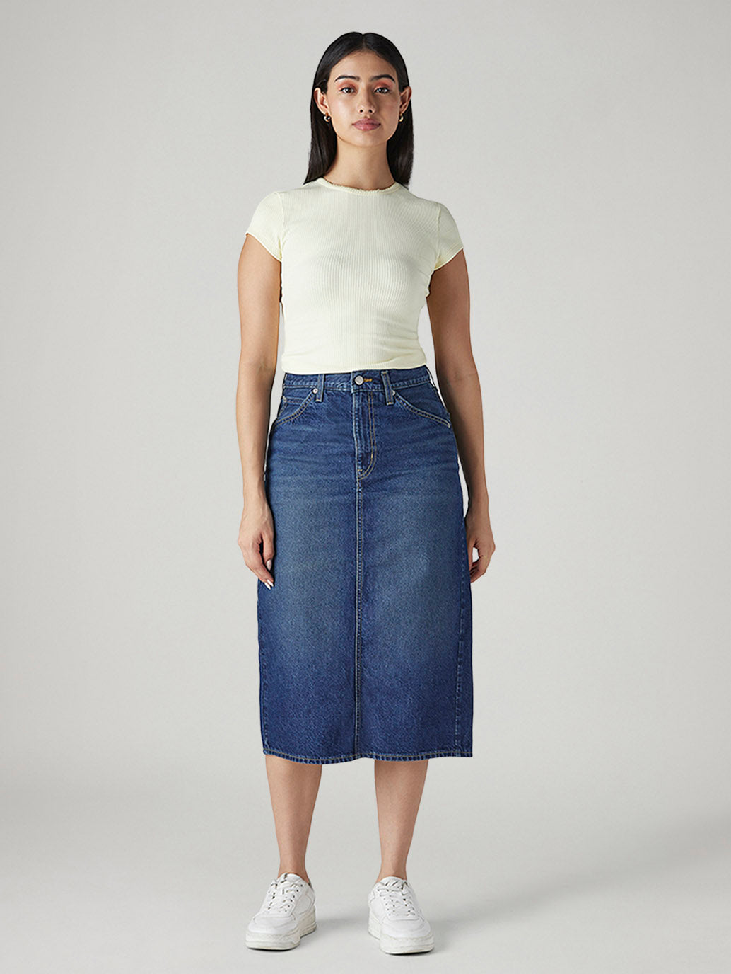 Women's Blue Regular Fit High Rise Denim Skirt - 20 View