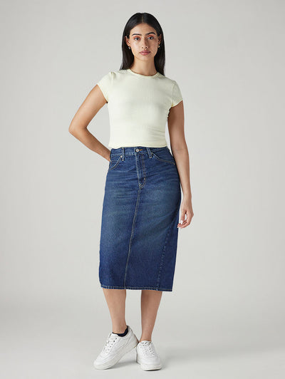 levi's Women's Blue Regular Fit High Rise Skirt-picture-14