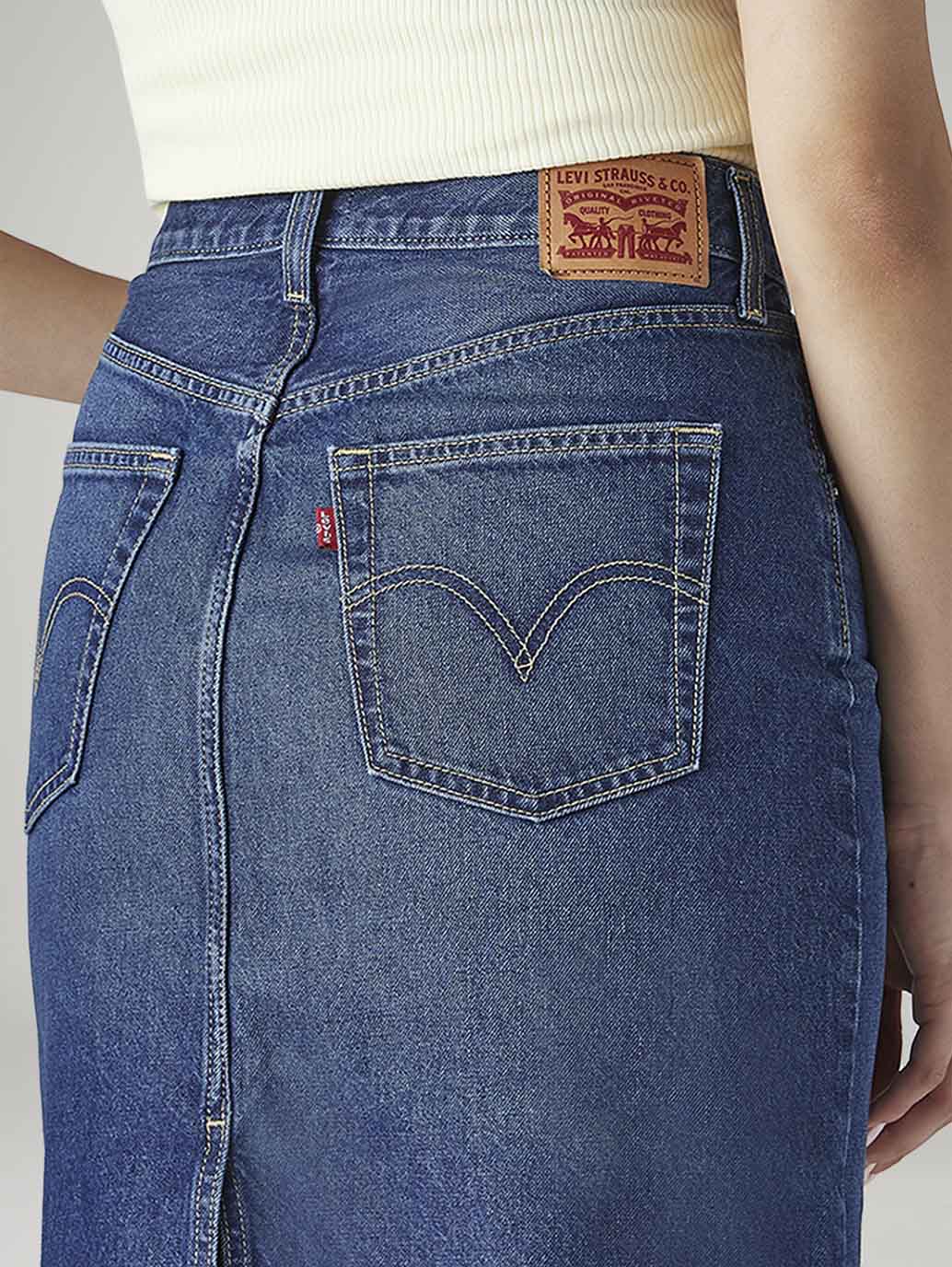 Women's Blue Regular Fit High Rise Denim Skirt - 20 View