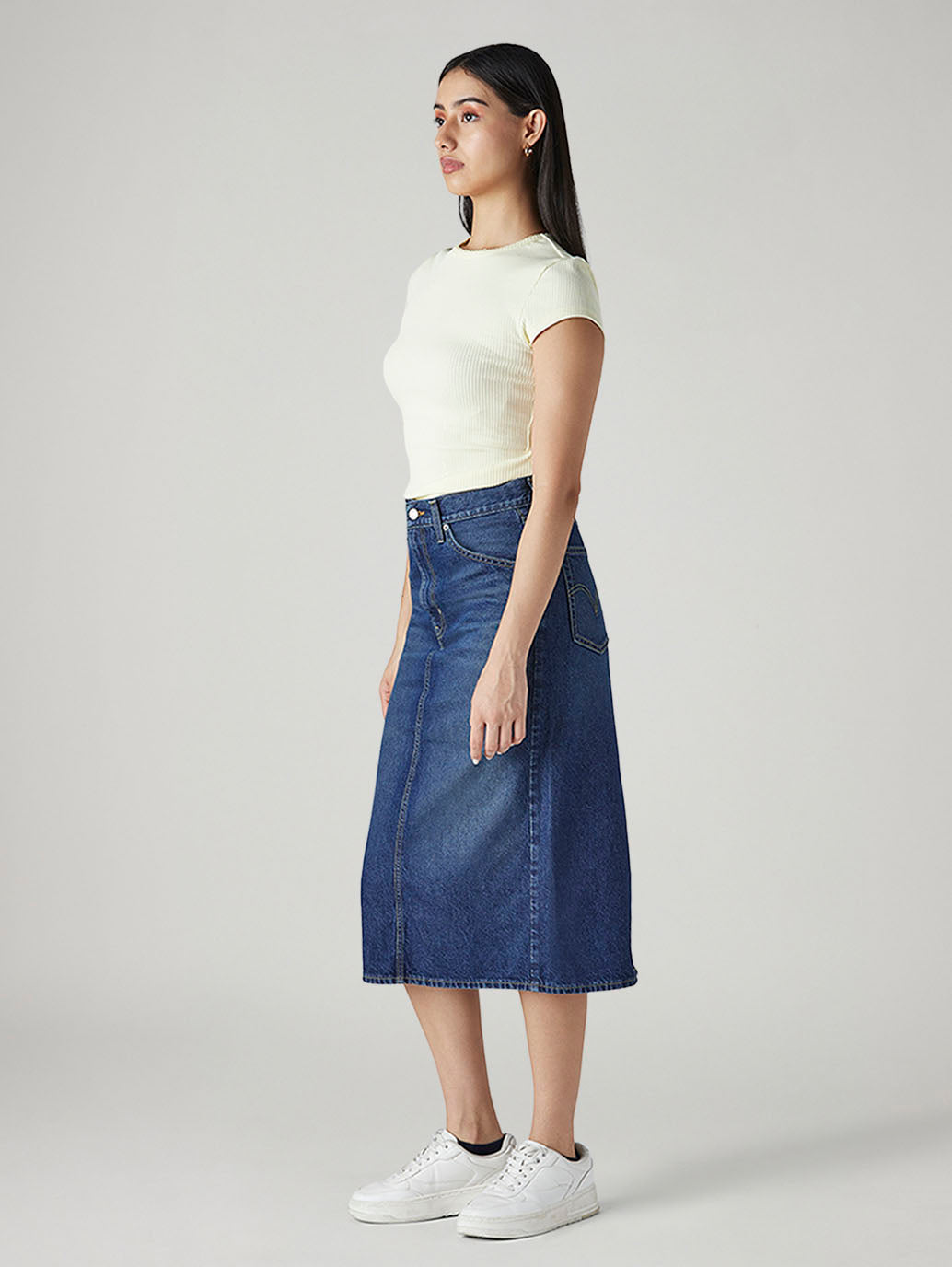 Women's Blue Regular Fit High Rise Denim Skirt - 20 View