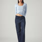 Women's Dark Blue Loose Bootcut Fit Mid Rise Redloop Jeans - Styleshot View