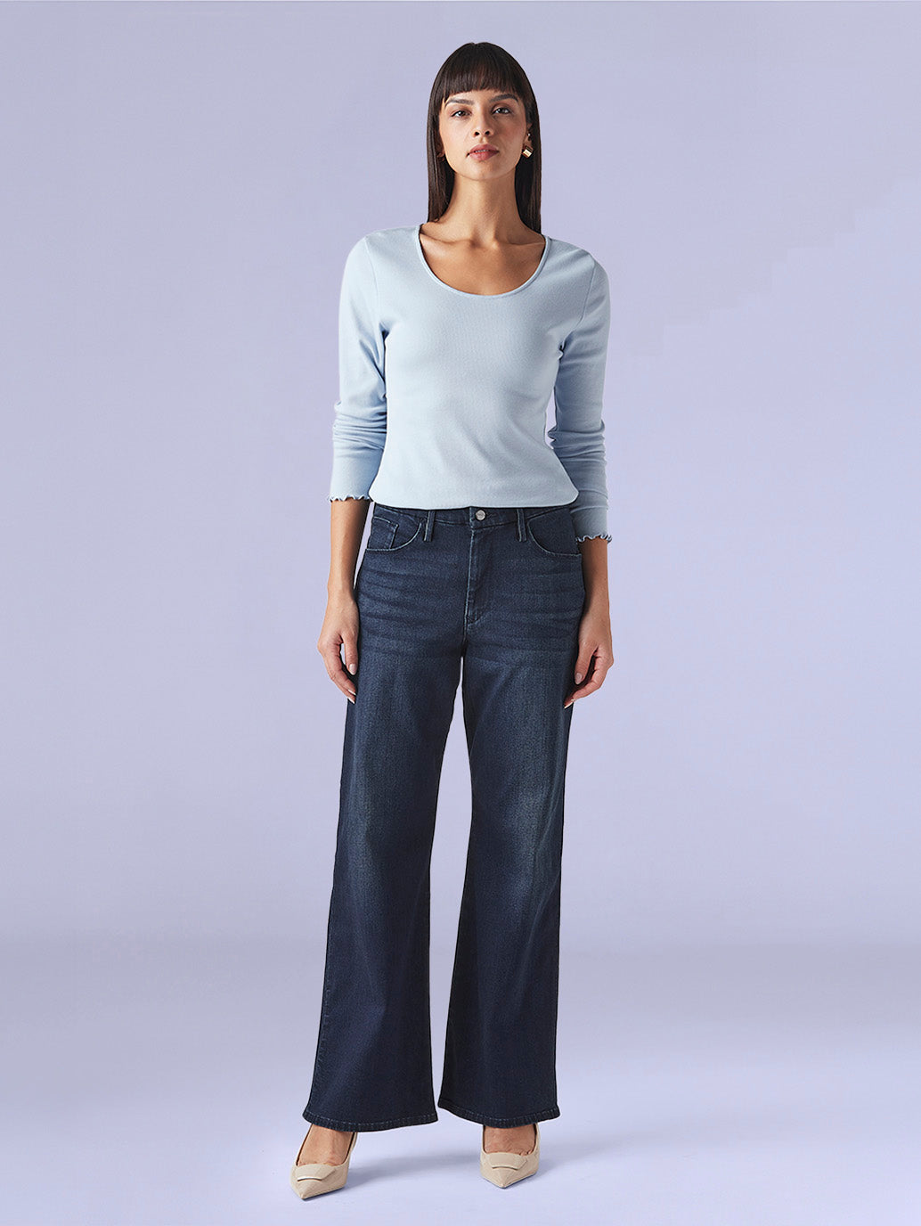 Women's Dark Blue Loose Bootcut Fit Mid Rise Redloop Jeans - 3d09ef3f-be6f-4ca6-b436-0be2fd87c520 View