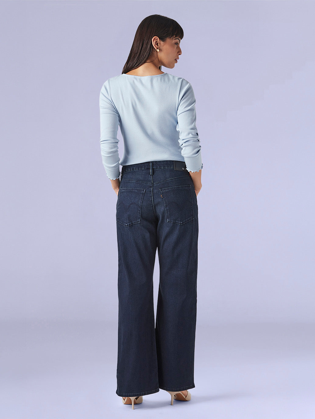 Women's Dark Blue Loose Bootcut Fit Mid Rise Redloop Jeans - 5017e5eb-89a7-4b58-bceb-f446b16f3c4e View