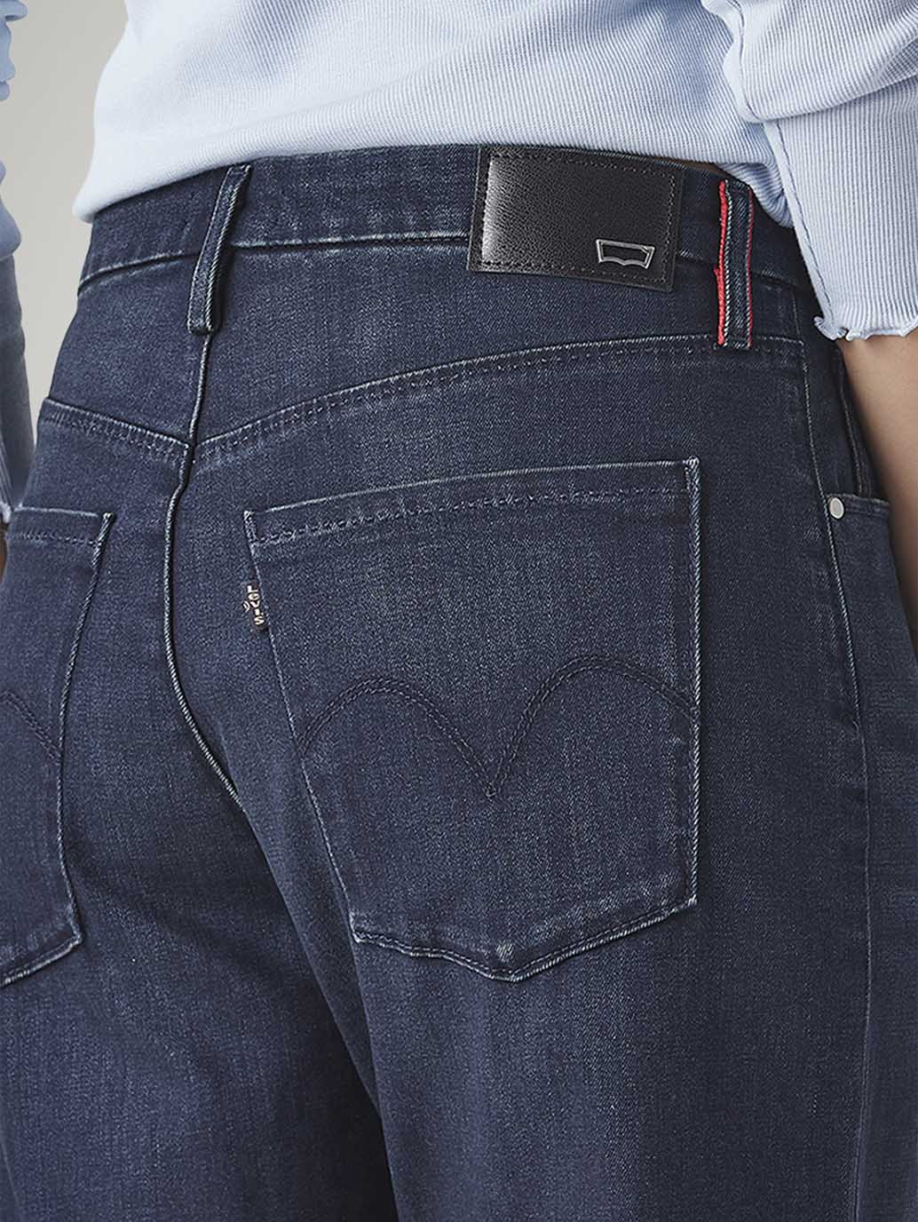 Women's Dark Blue Loose Bootcut Fit Mid Rise Redloop Jeans - Detail View
