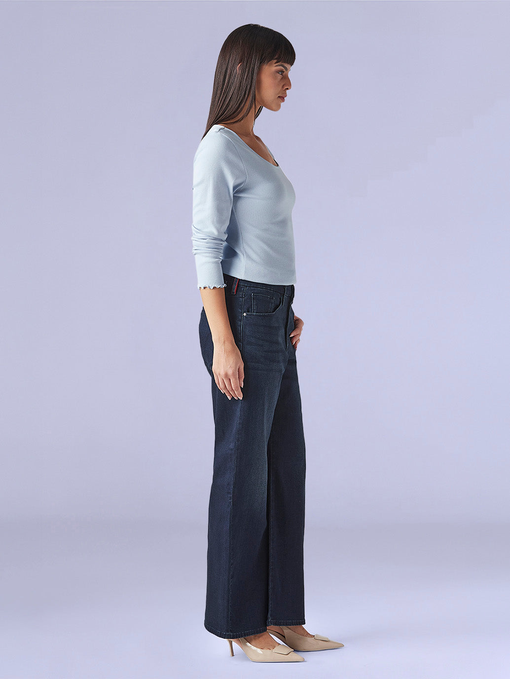 Women's Dark Blue Loose Bootcut Fit Mid Rise Redloop Jeans - 4f911f4f-2c68-43c0-beef-d31b93434f1d View