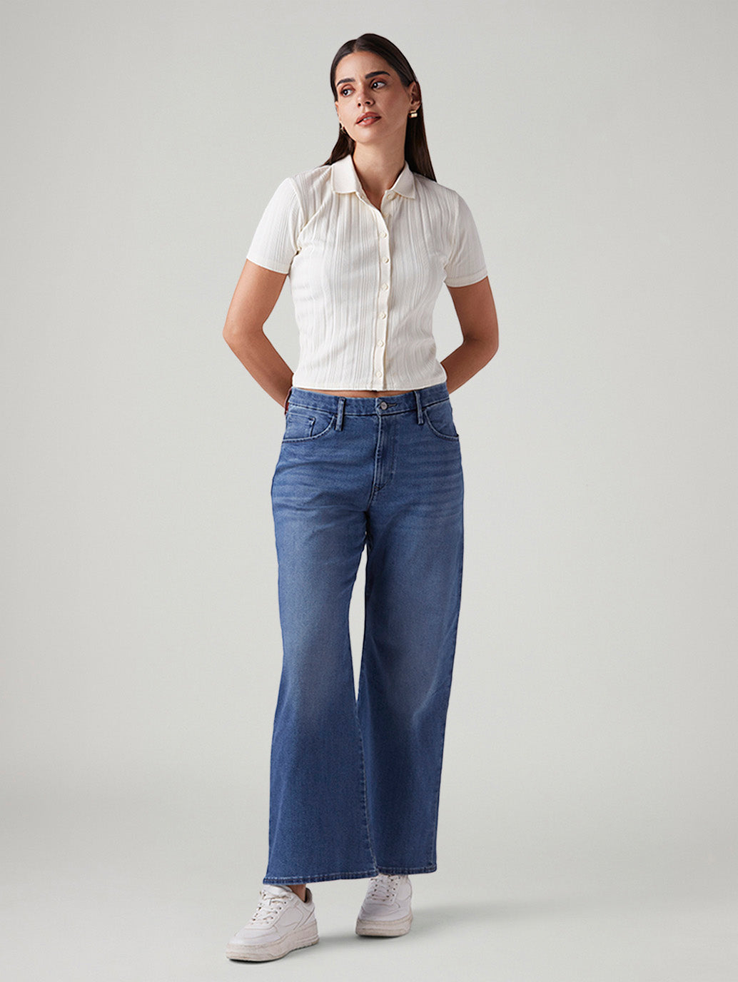 Women's Blue Loose Bootcut Fit Mid Rise Redloop Jeans