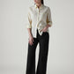Women's Black Loose Bootcut Fit Mid Rise Redloop Jeans - Styleshot View