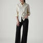 Women's Black Loose Bootcut Fit Mid Rise Redloop Jeans - Logo View