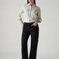 Women's Black Loose Bootcut Fit Mid Rise Redloop Jeans - Front View