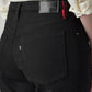 Women's Black Loose Bootcut Fit Mid Rise Redloop Jeans - Detail View