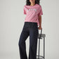 Women's Dark Blue Loose Bootcut Fit High Rise Redloop Jeans - Logo View