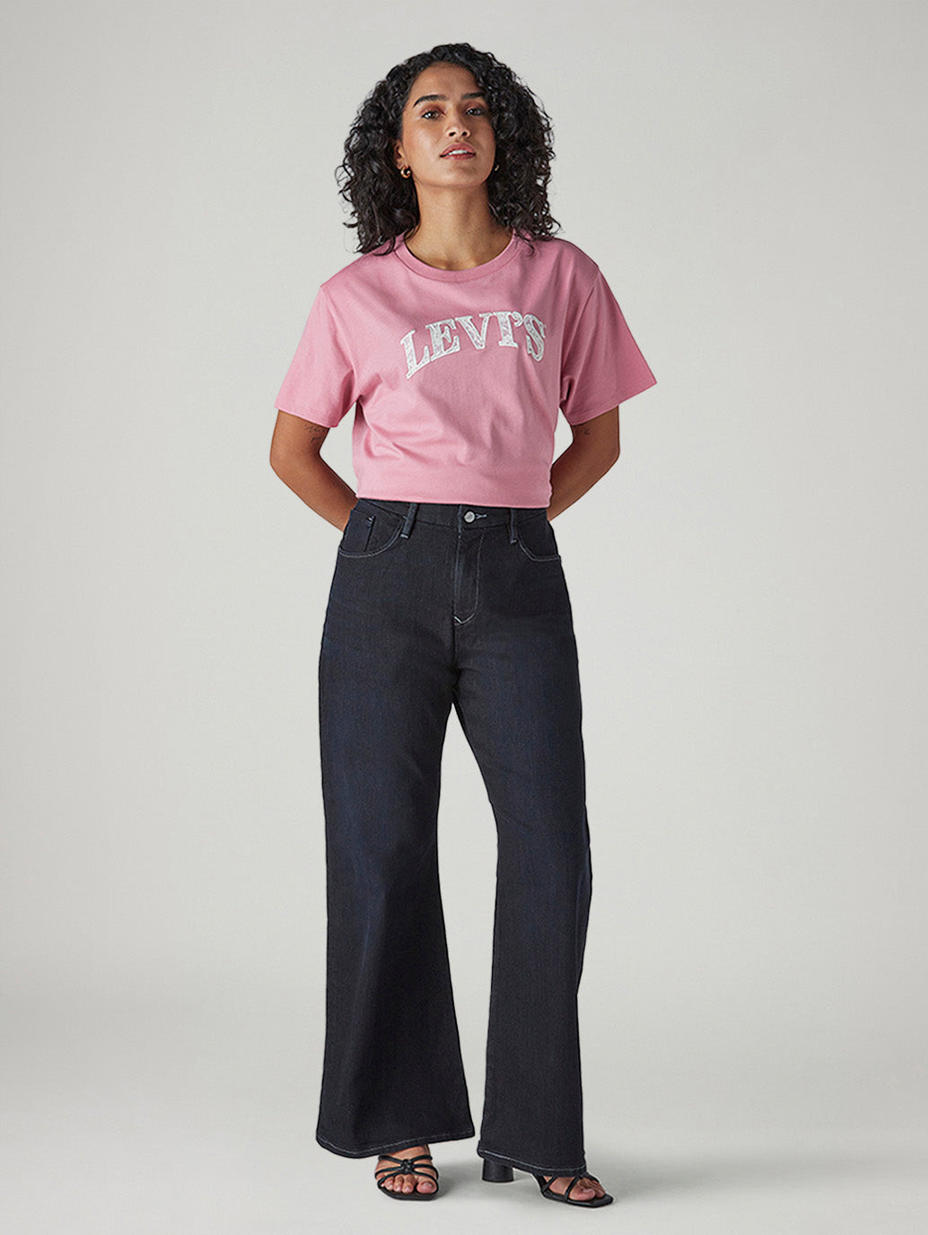Women's Dark Blue Loose Bootcut Fit High Rise Redloop Jeans - Front View