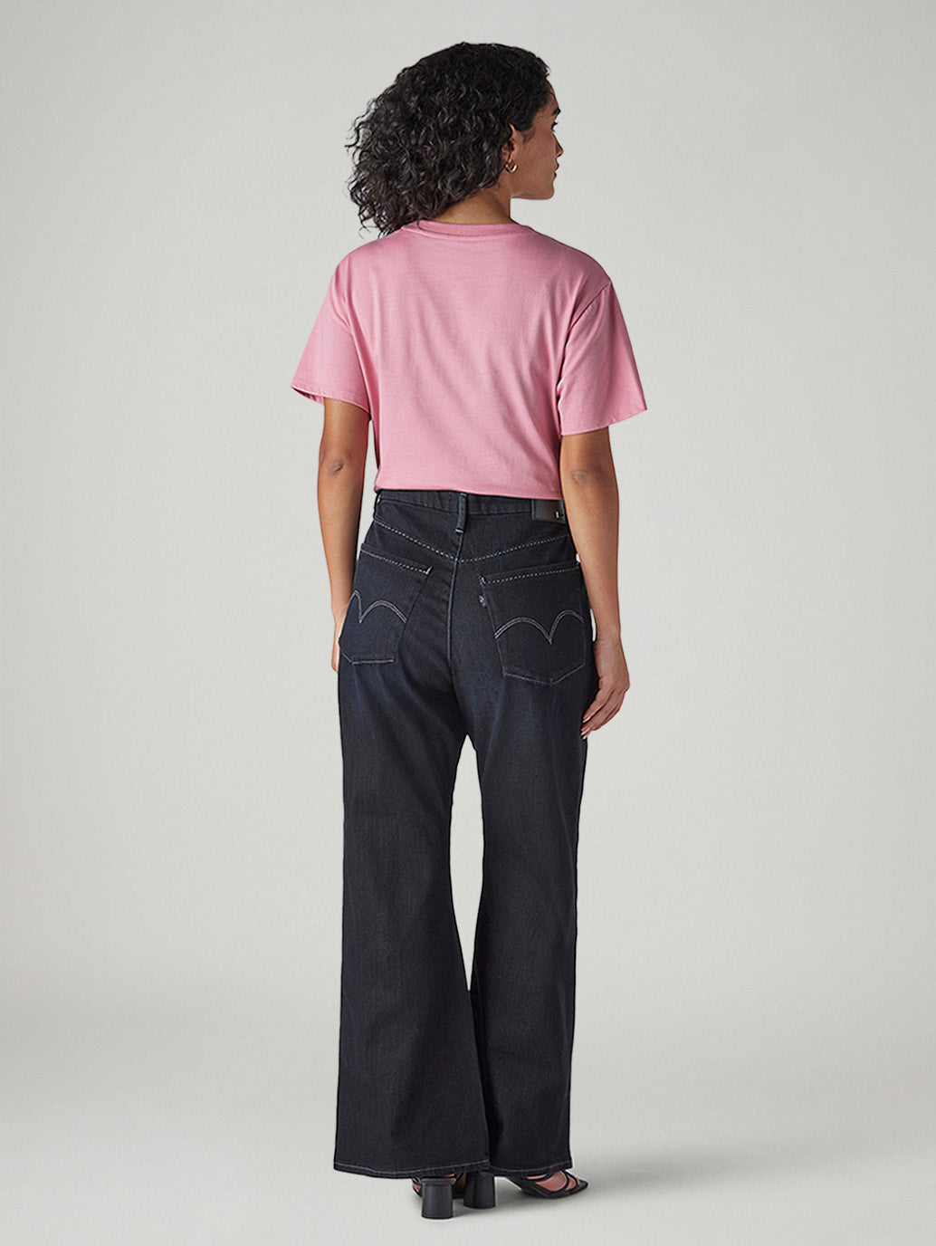 Women's Dark Blue Loose Bootcut Fit High Rise Redloop Jeans - Back View