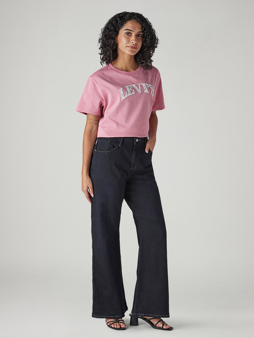 Women's Dark Blue Loose Bootcut Fit High Rise Redloop Jeans - Side View