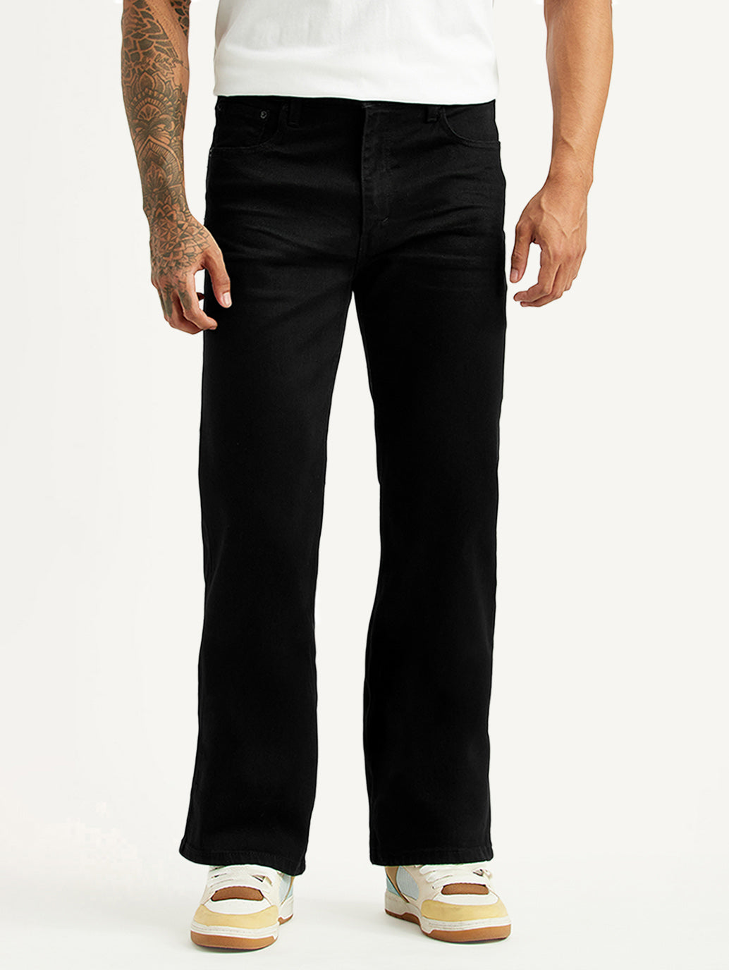 Men's 567 Black Bootcut Mid Rise Jeans - Front View