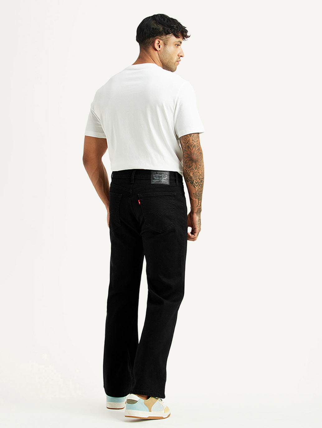 Men's 567 Black Bootcut Mid Rise Jeans - Back View