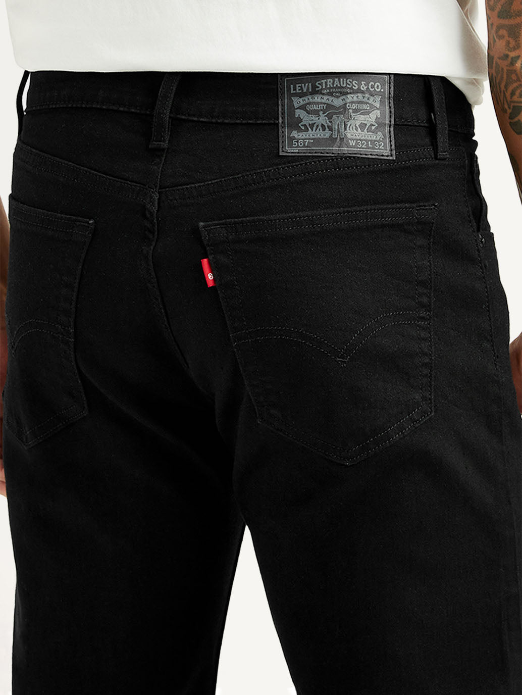 Men's 567 Black Bootcut Mid Rise Jeans - Detail View