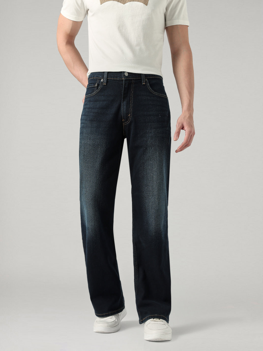 Men's 527 Dark Blue Bootcut Fit Mid Rise Jeans - Front View
