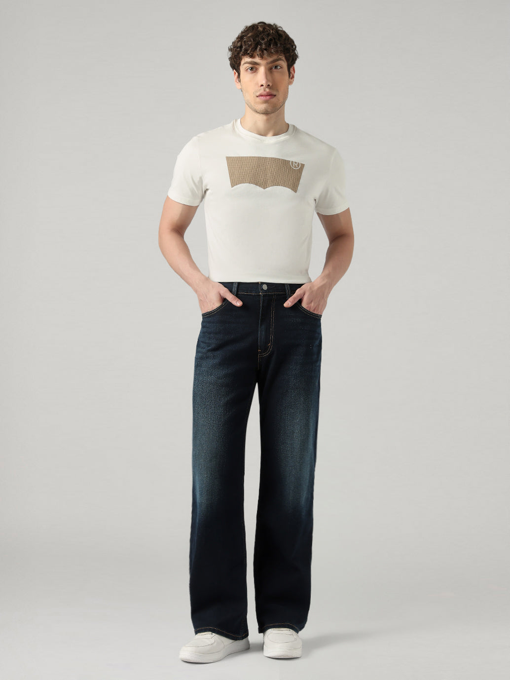 Men's 527 Dark Blue Bootcut Fit Mid Rise Jeans - Front View