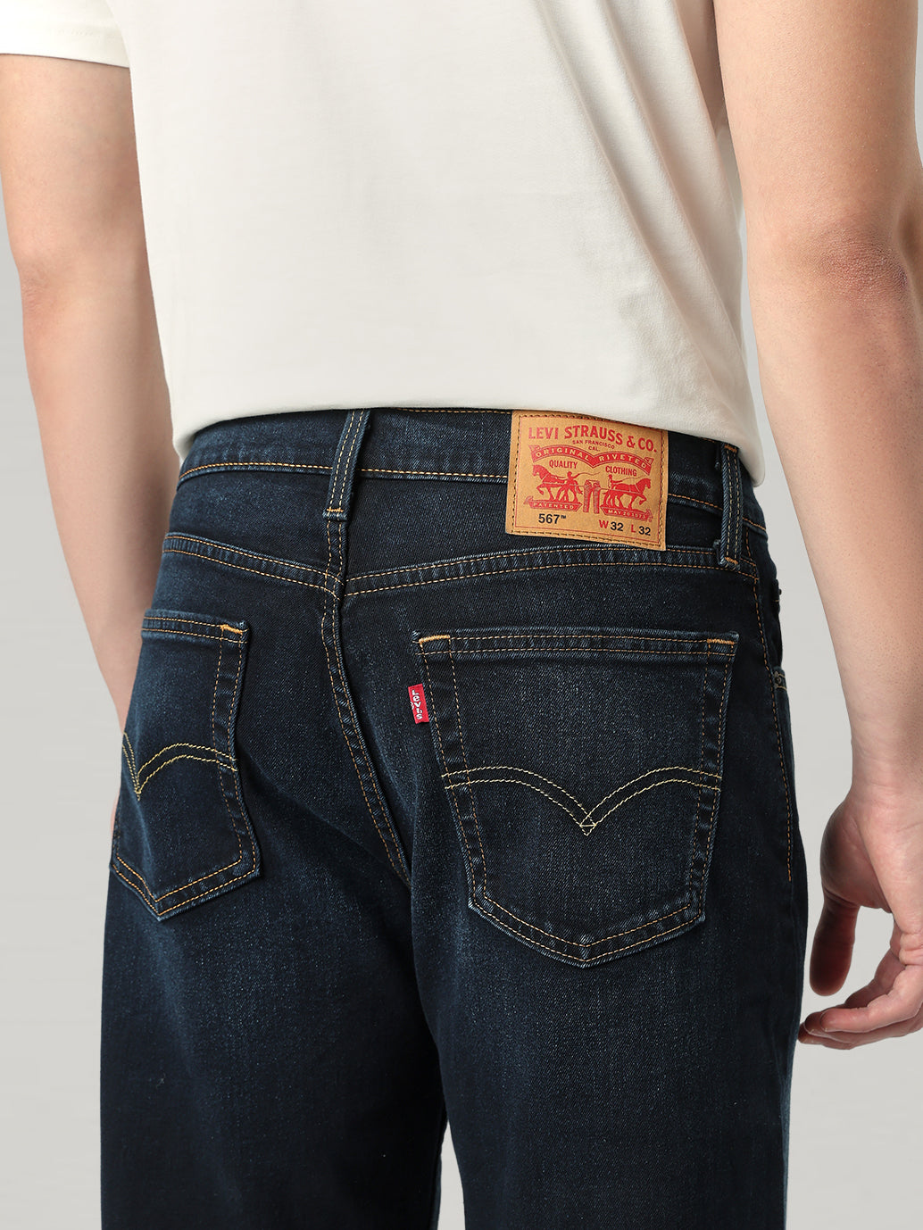 Men's 527 Dark Blue Bootcut Fit Mid Rise Jeans - Detail View