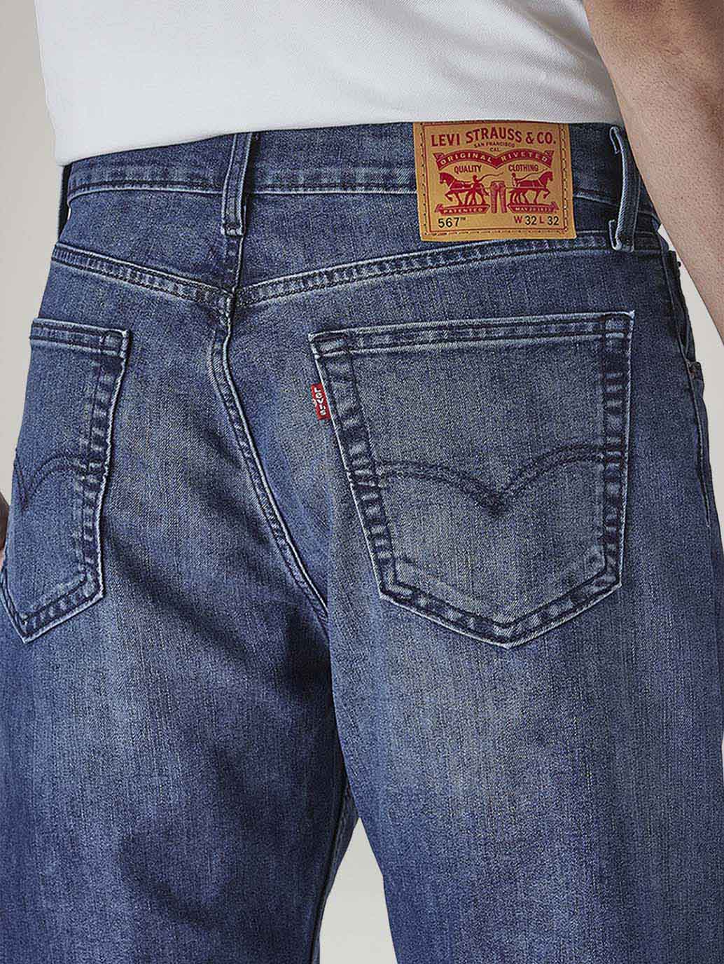 Men's Tinted 505 Dark Indigo Straight Fit Mid Rise Jeans - Detail View