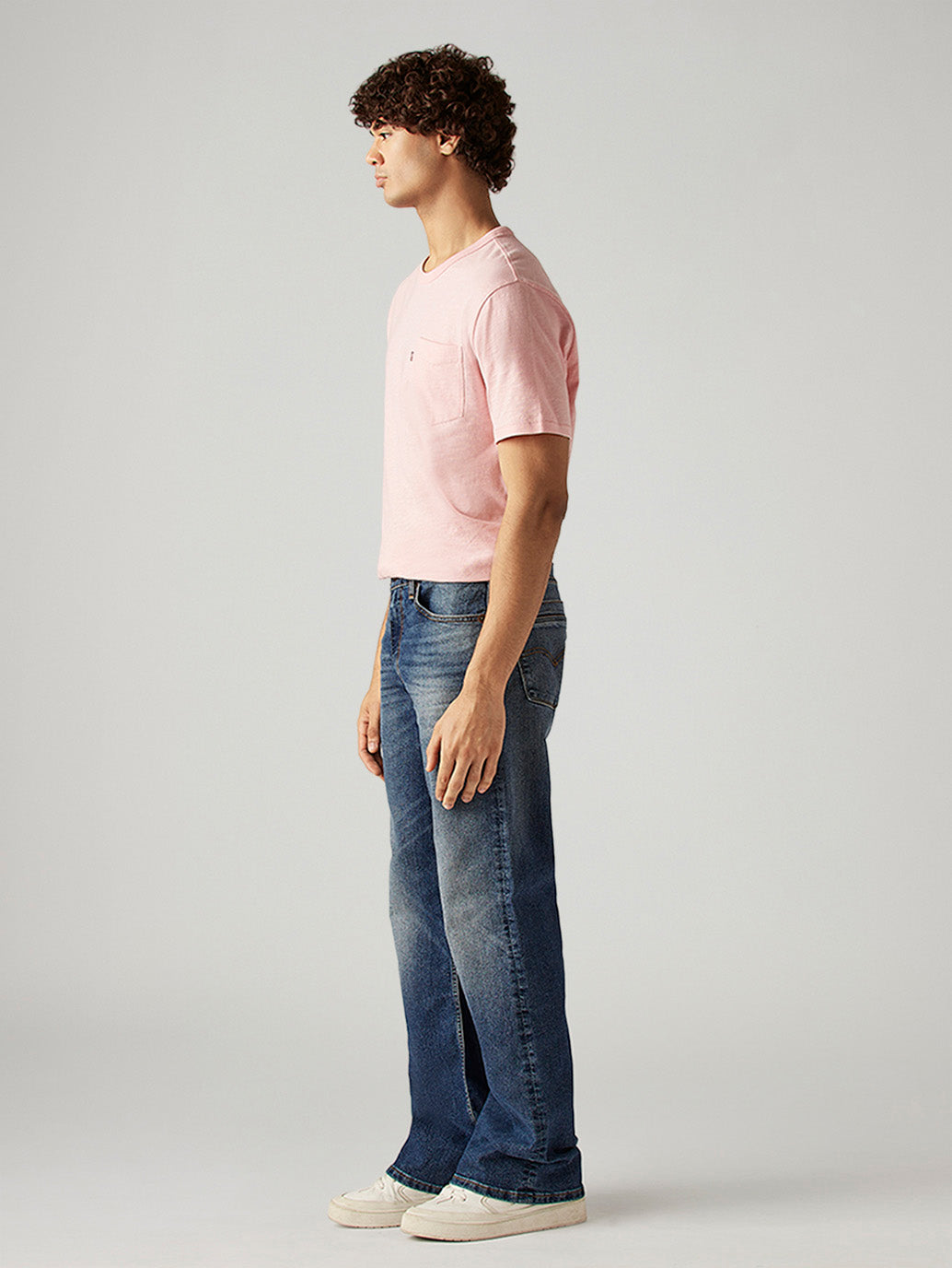 Men's 567 Blue Bootcut Fit Mid Rise Jeans - Side View
