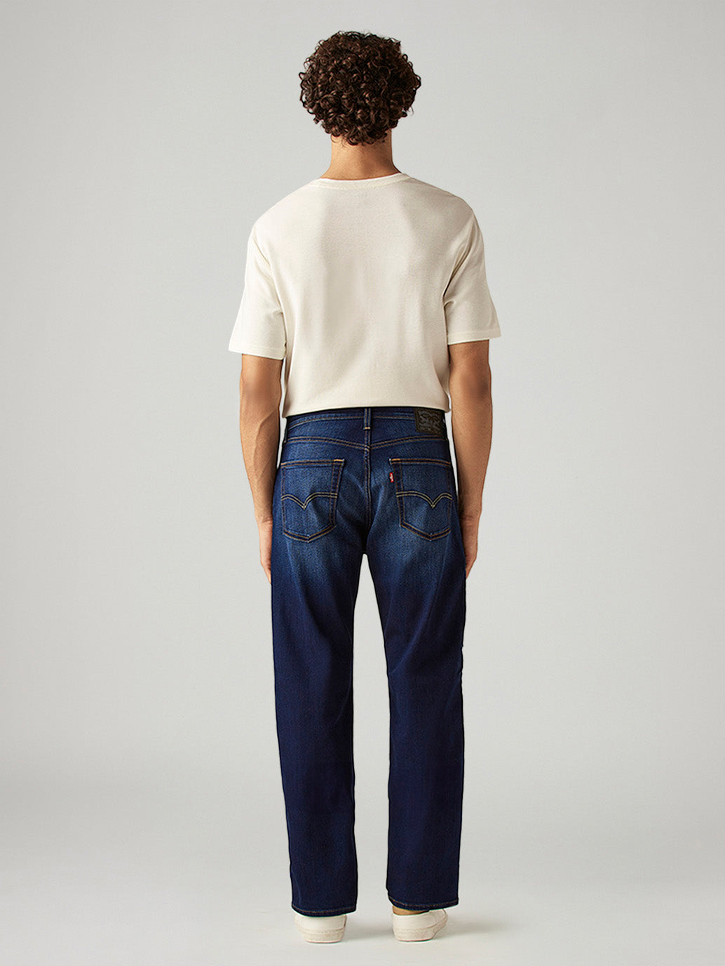 Men's 555 Blue Relaxed Straight Fit Mid Rise Commuter Jeans - Back View