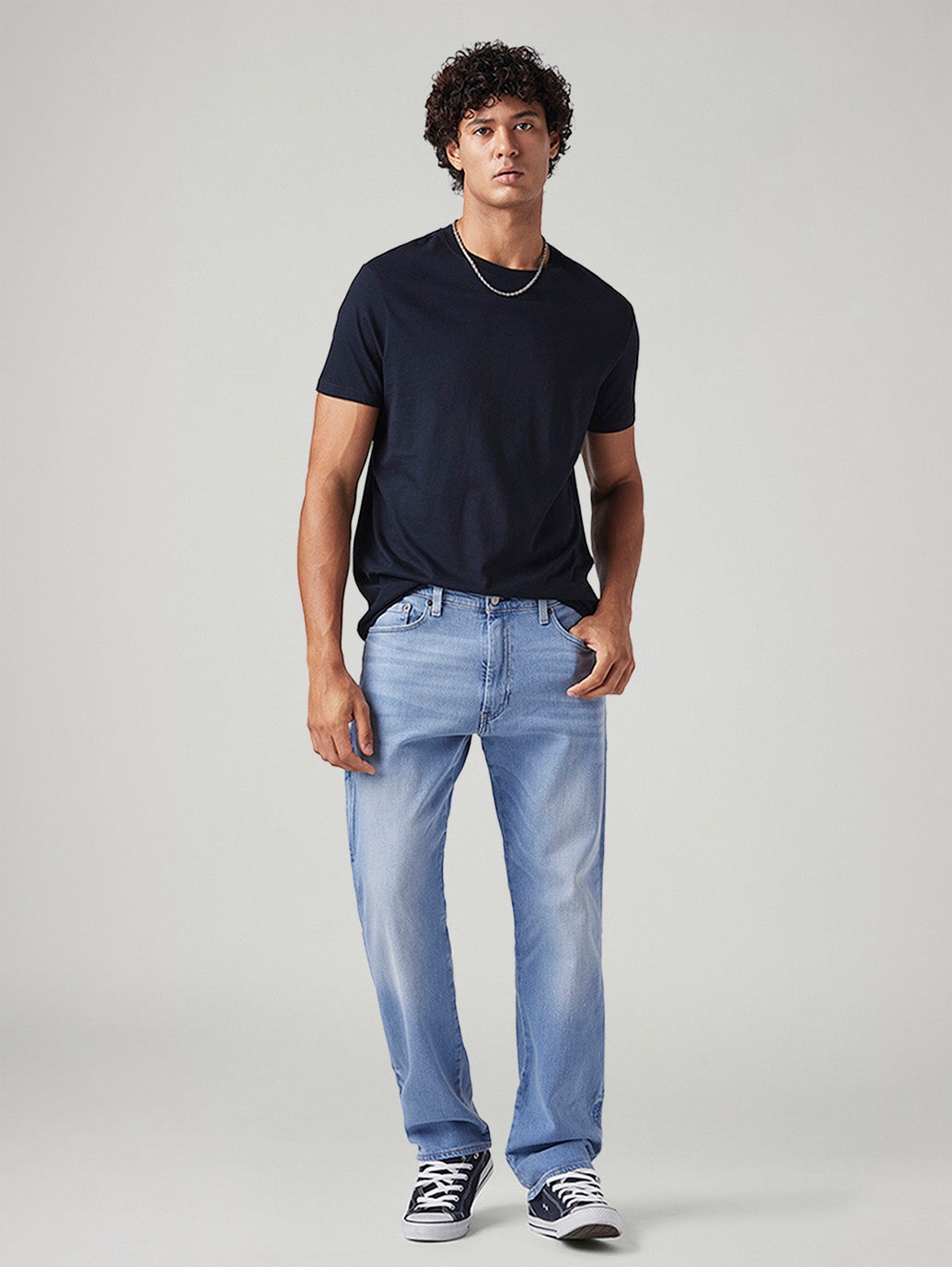 Men's 555 Light Blue Relaxed Straight Fit Mid Rise Commuter Jeans