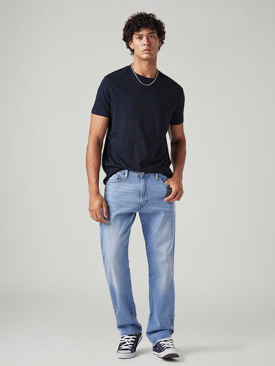 levi's Men's 555 Light Blue Relaxed Straight Fit Mid Rise Commuter Jeans-picture-14