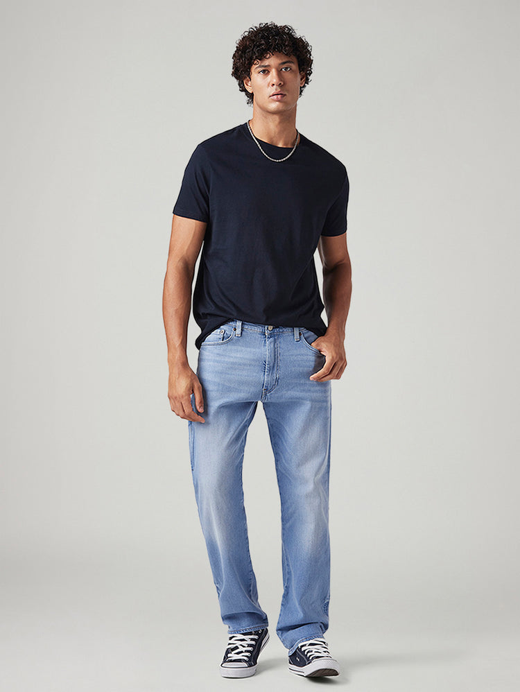 Men's 555 Light Blue Relaxed Straight Fit Mid Rise Commuter Jeans ...