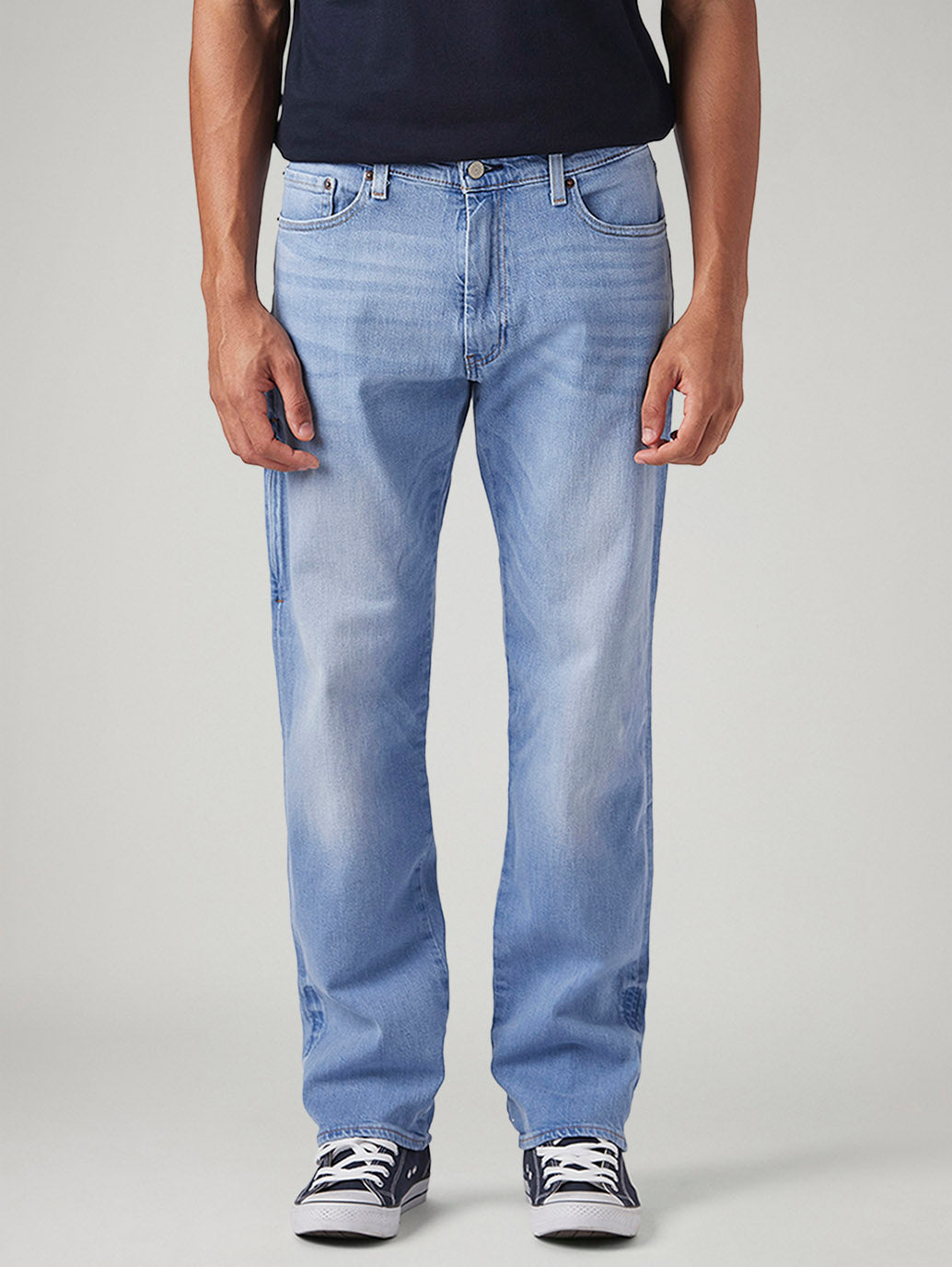 Men's 555 Light Blue Relaxed Straight Fit Mid Rise Commuter Jeans - Front View