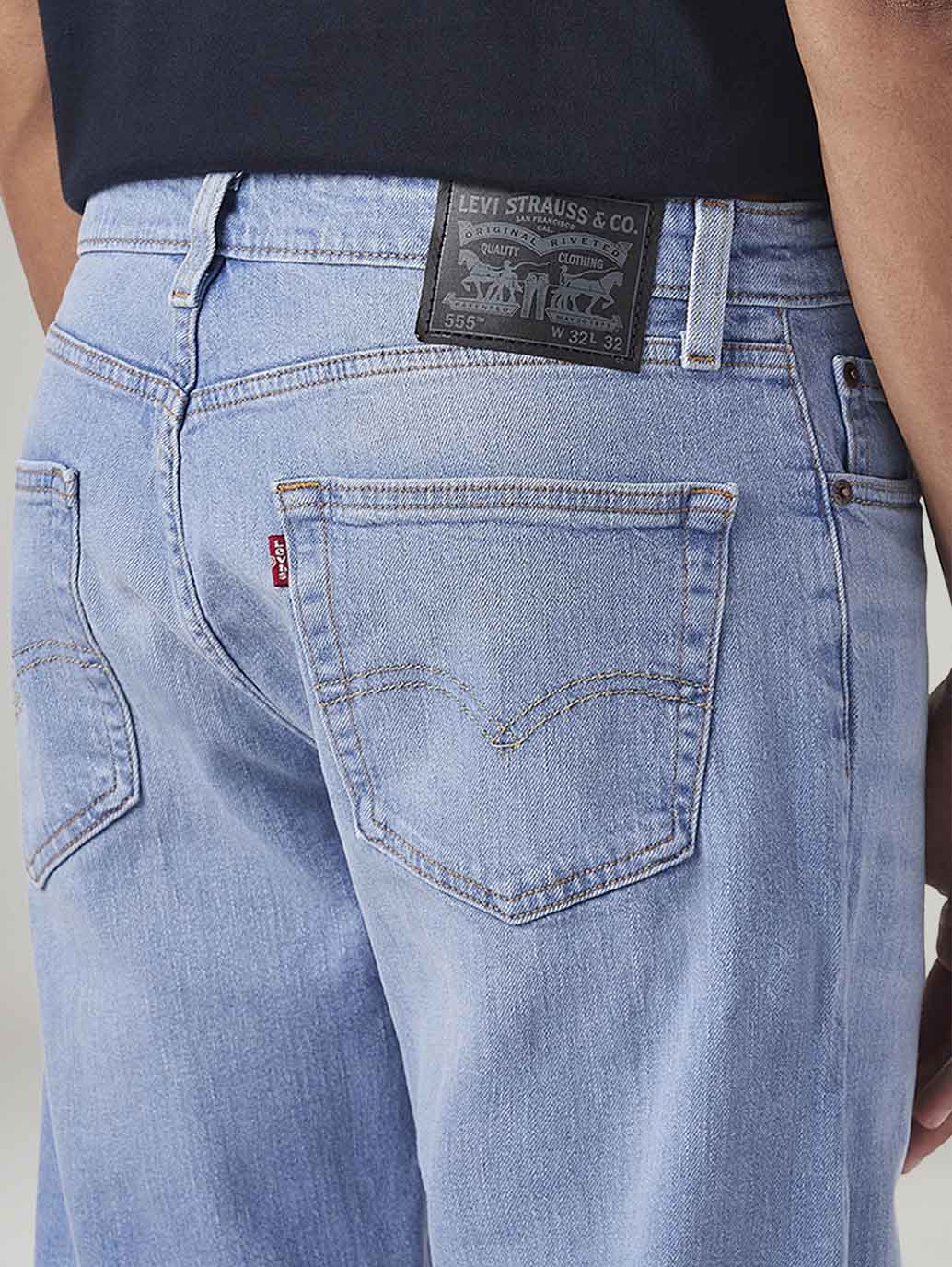 Men's 555 Light Blue Relaxed Straight Fit Mid Rise Commuter Jeans - 20 View