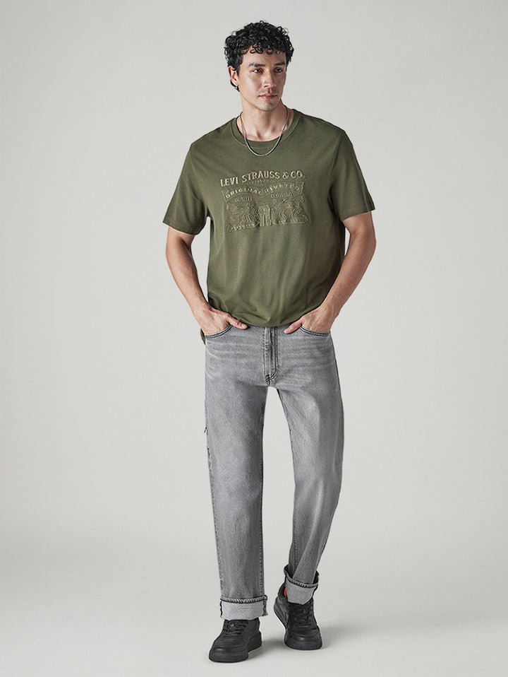 Men's 555 Grey Relaxed Straight Fit Mid Rise Commuter Jeans